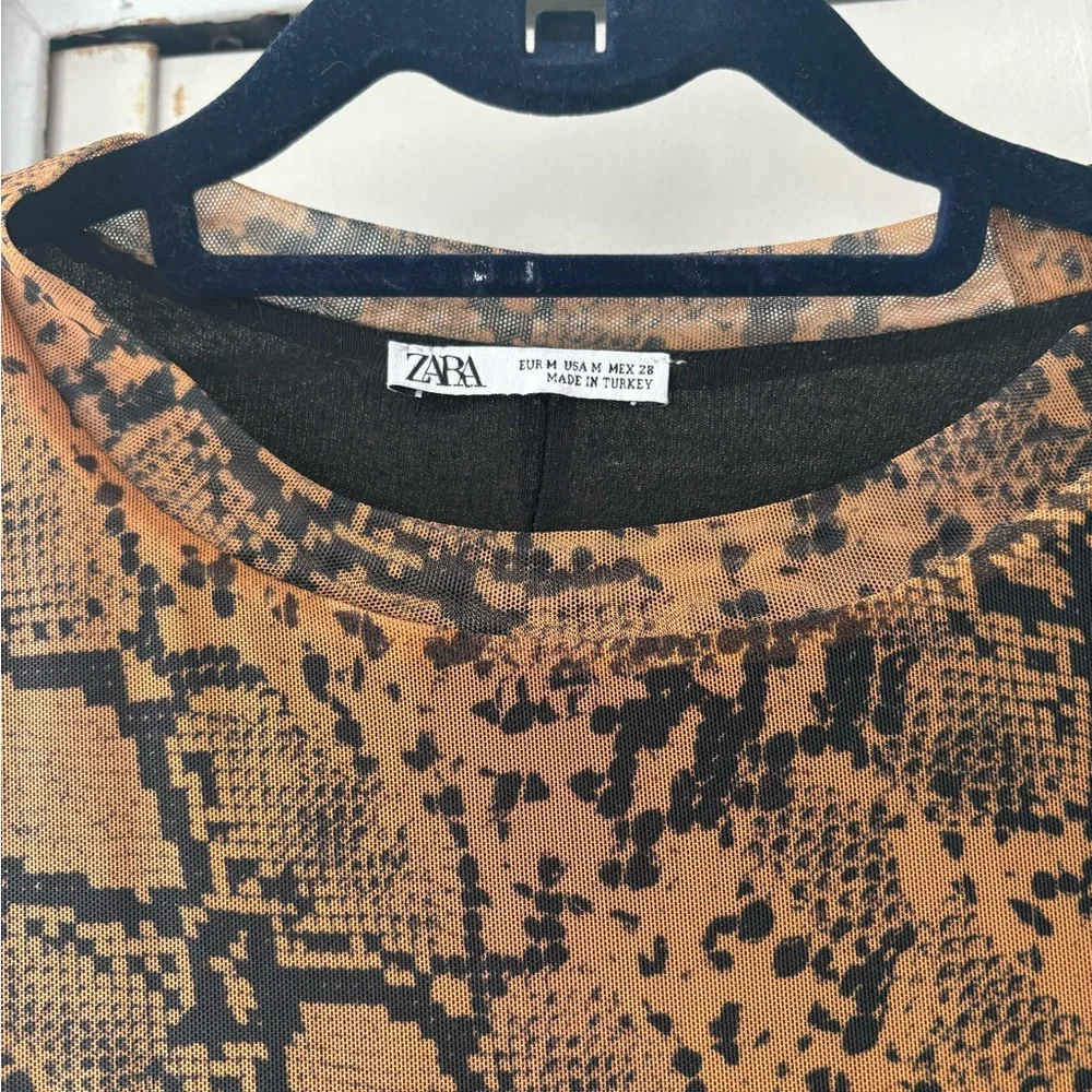 Zara Brown and Black Snake Print Dress - Picture 2 of 3